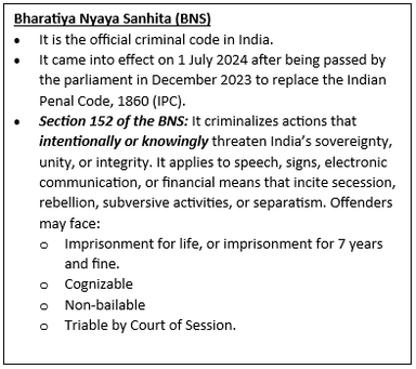 Section 152 of BNS should not become a proxy for sedition