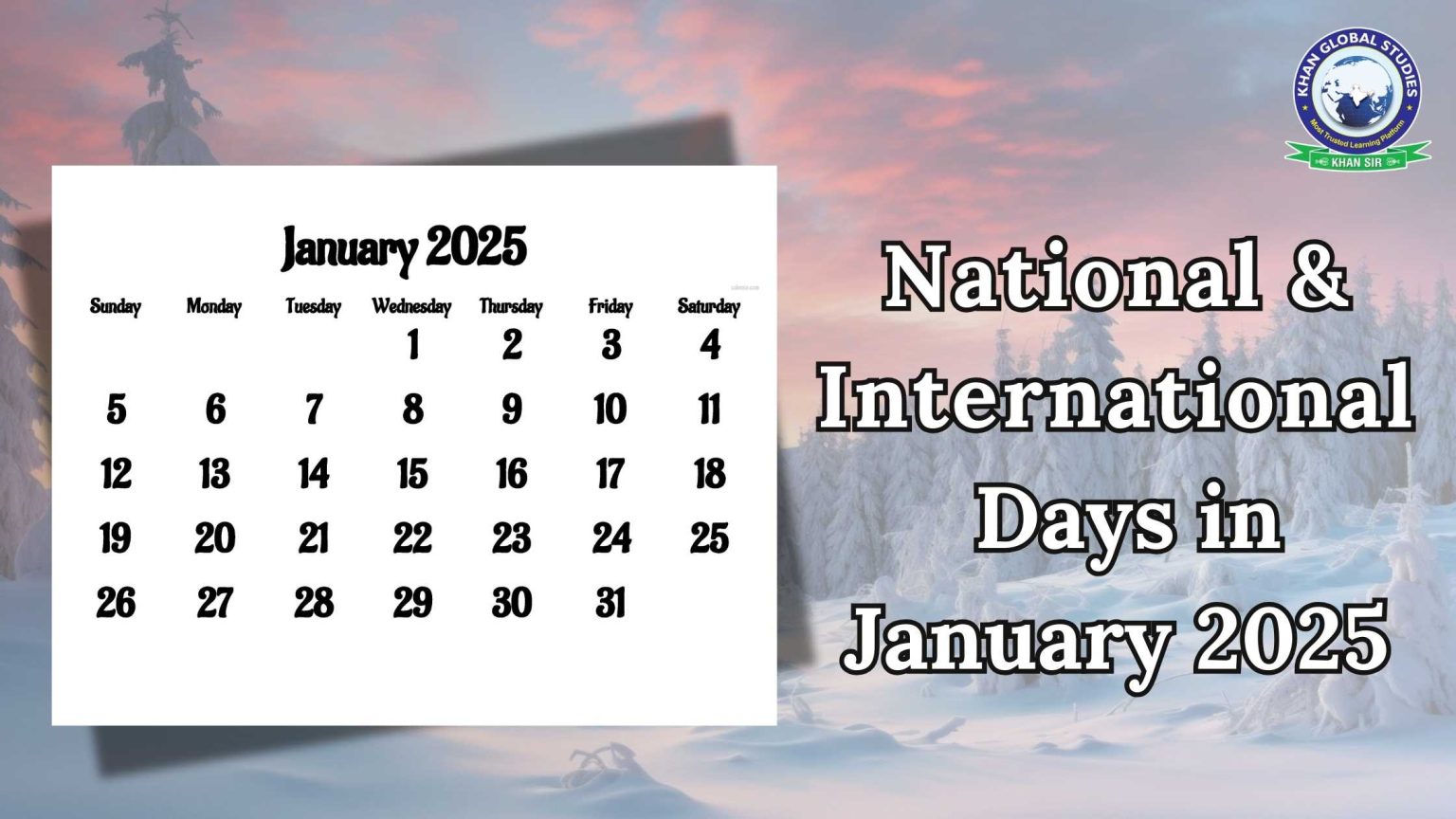 National and International Days in January 2025 Khan Global Studies Blogs